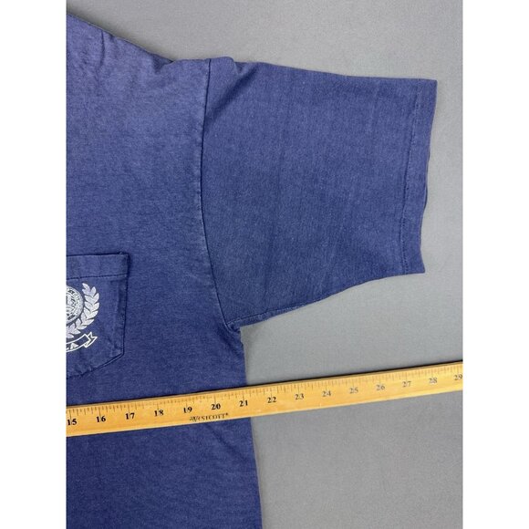 Vintage 90's UCLA University Of California Pocket Shirt Single Stitch Faded Navy - Picture 12 of 13